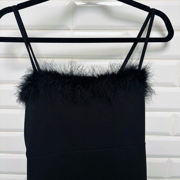Nasty Gal Women’s Black Bodycon Dress with Faux Fur Neckline - Picture 3 of 4